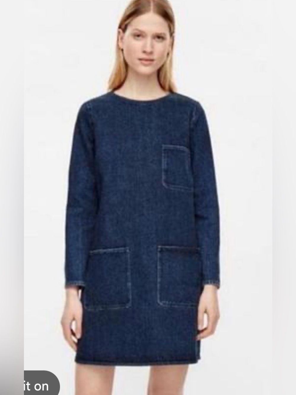 COS Women’s Long Sleeve Denim Jean Mini Dress Size 6